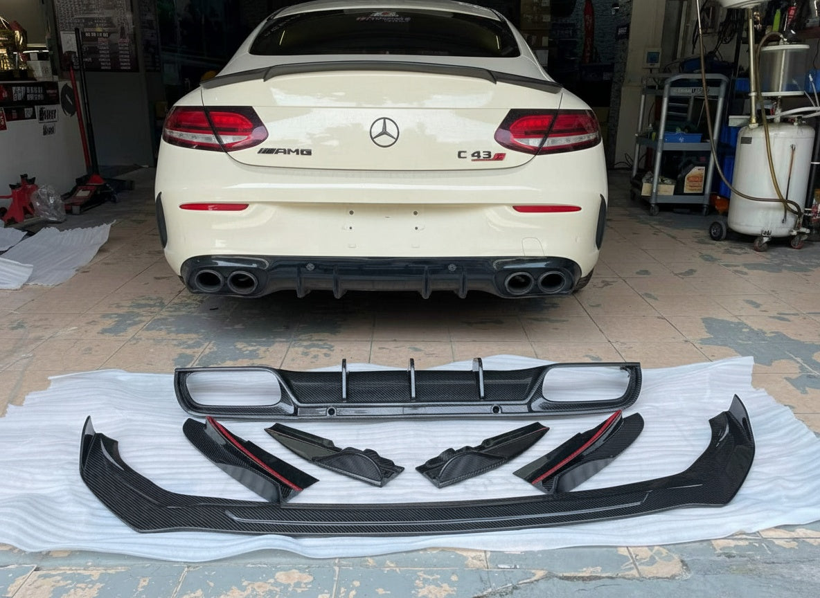 Mercedes-Benz C-Class W205 AMG-Line Dry carbon fiber Diffuser