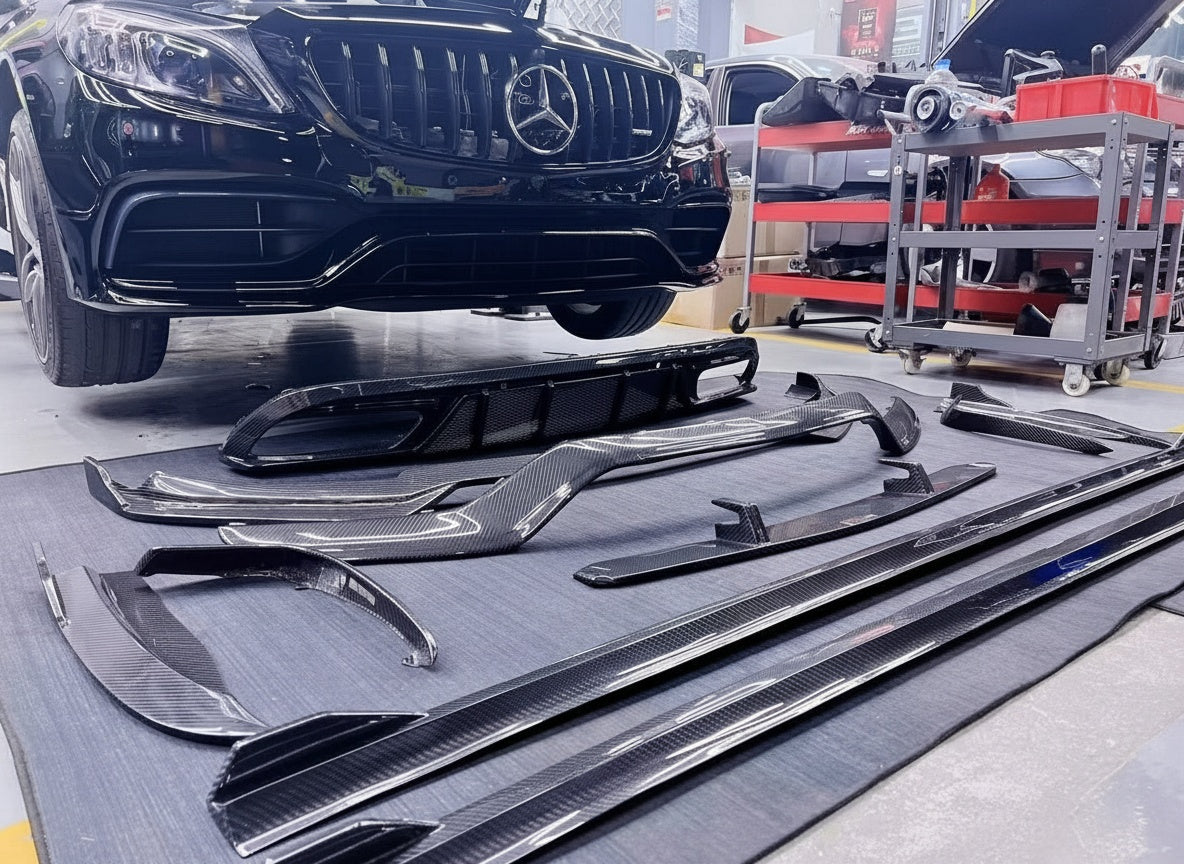 Mercedes-Benz C63 W205 AMG Dry carbon fiber Front Lip